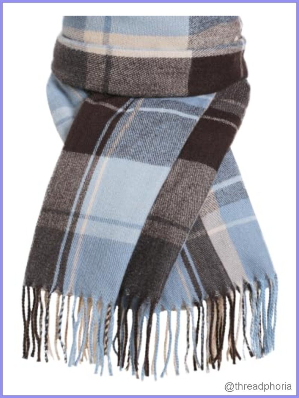 Oversized Plaid Cashmere Feel Winter Scarf with Tassels